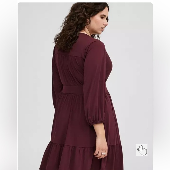 Burgundy Wine Torrid Light Weight Tiered Dress Size 1 - Picture 2 of 3